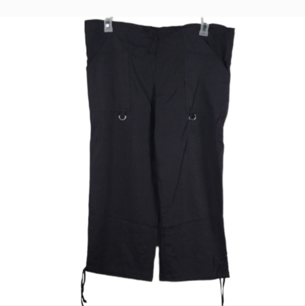 CONNECTION 18 Linen Blend Capri Black Pants Size Medium